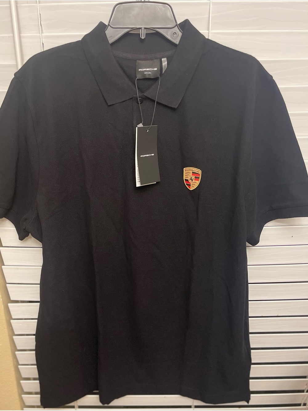 Porsche Design Black Polo with Embroidered Crest